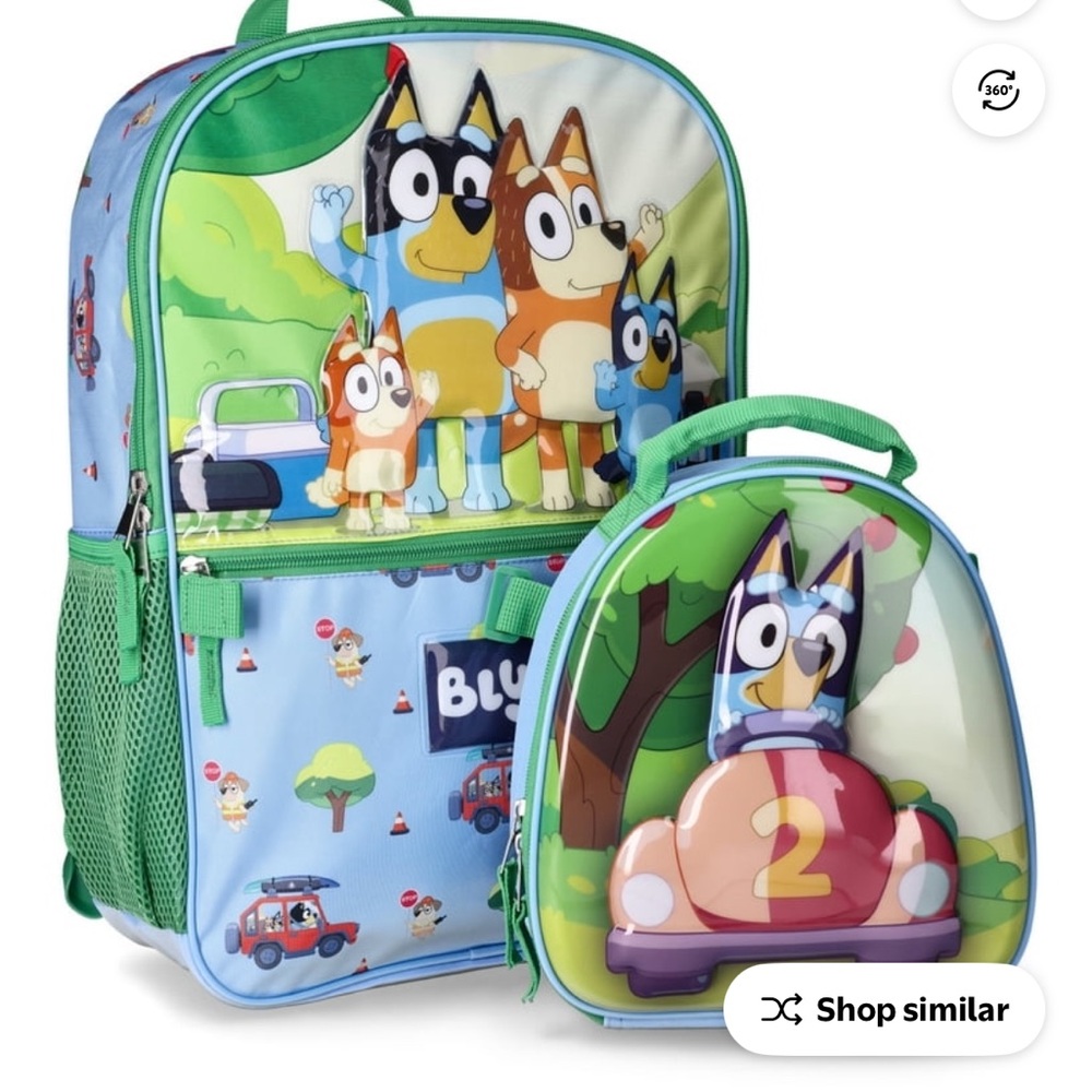 New Bluey Family Trip Kids 17" Backpack 2-Piece Set with Lunch Bag, Multi-Color